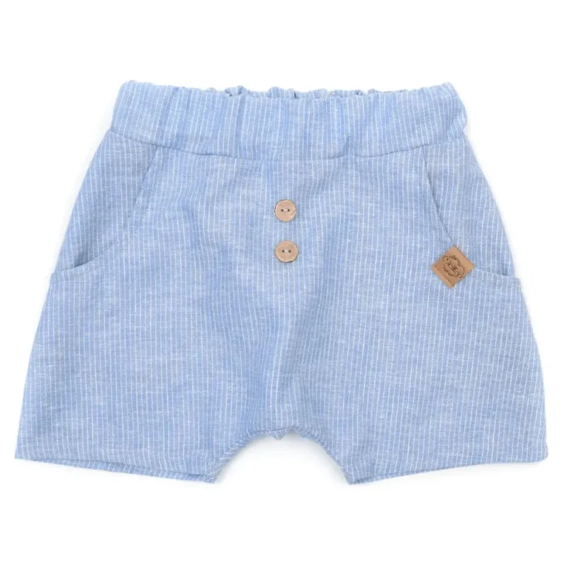Shorts | Leinen | hellblau Nadelstreifen