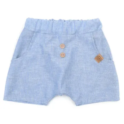 Shorts | Leinen | hellblau Nadelstreifen