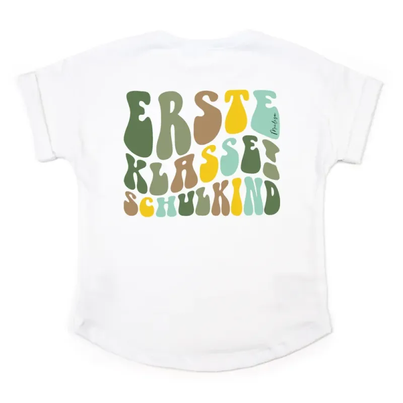 Oversized T-Shirt | Erste Klasse | oliv - gelb