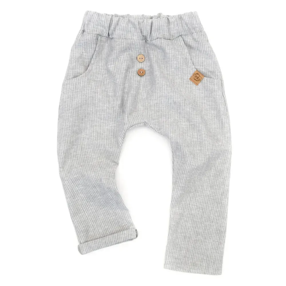 Pumphose | Leinen | hellgrau Nadelstreifen