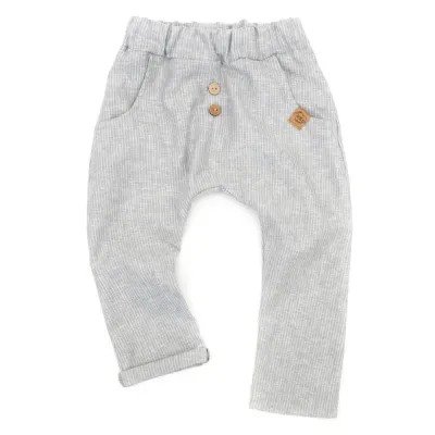 Pumphose | Leinen | hellgrau Nadelstreifen