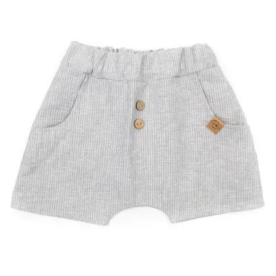 Shorts | Leinen | hellgrau Nadelstreifen