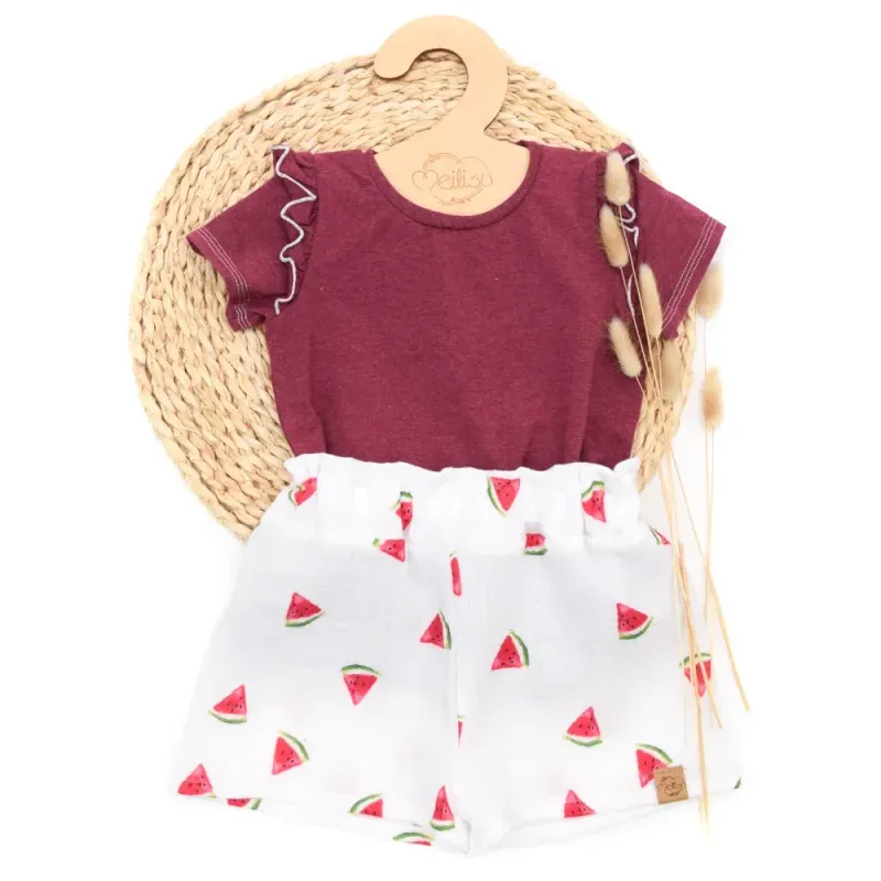 Set | Melone | Rüschenshirt & Paperbag Shorts Set | Melone | Rüschenshirt & Paperbag Shorts