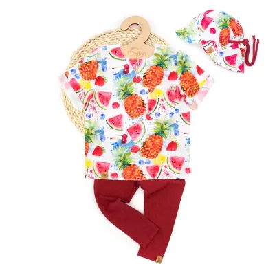 Set | Sommerfrüchte | Musselinshirt & Leggings & Sonnenhut