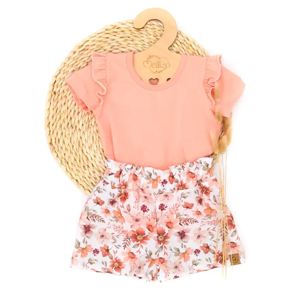 Set | Rosengarten | Rüschenshirt & Paperbag Shorts