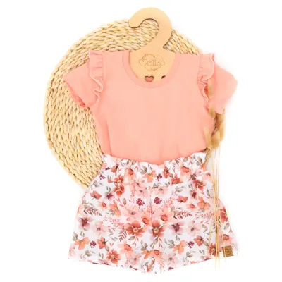 Set | Rosengarten | Rüschenshirt & Paperbag Shorts