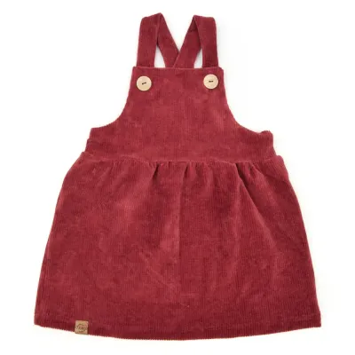 Latzkleid | Cordoptik | ziegelrot | Gr. 86/92