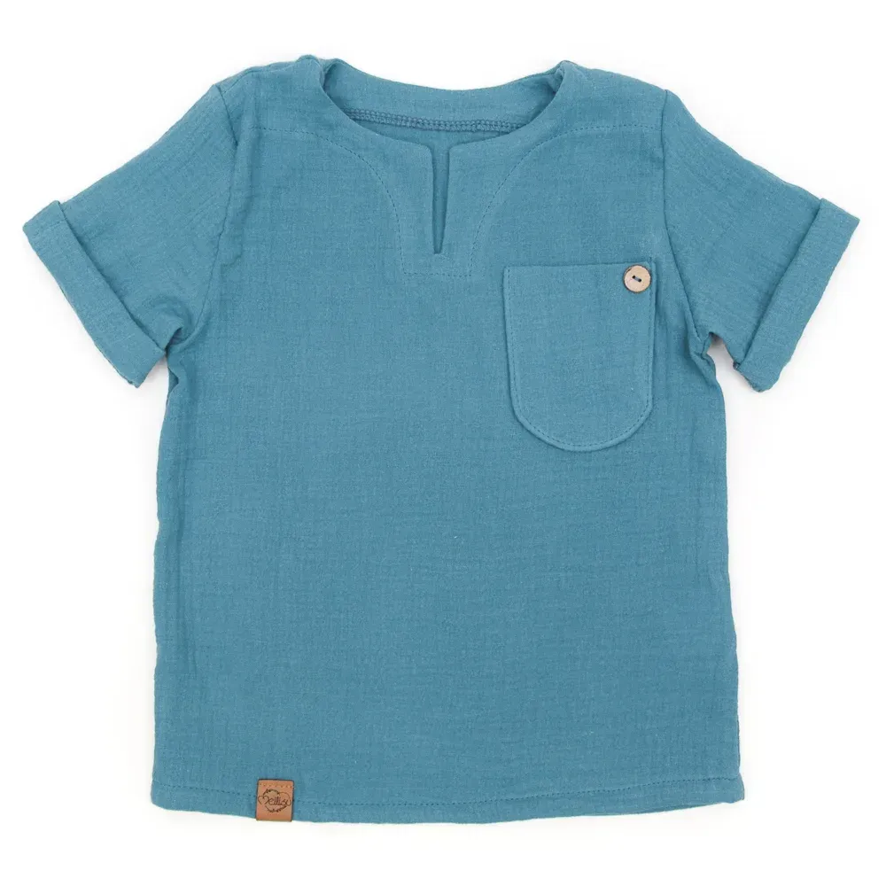 T-Shirt | Musselin | rauchblau | Gr. 86/92 T-Shirt | Musselin | rauchblau | Gr. 86/92