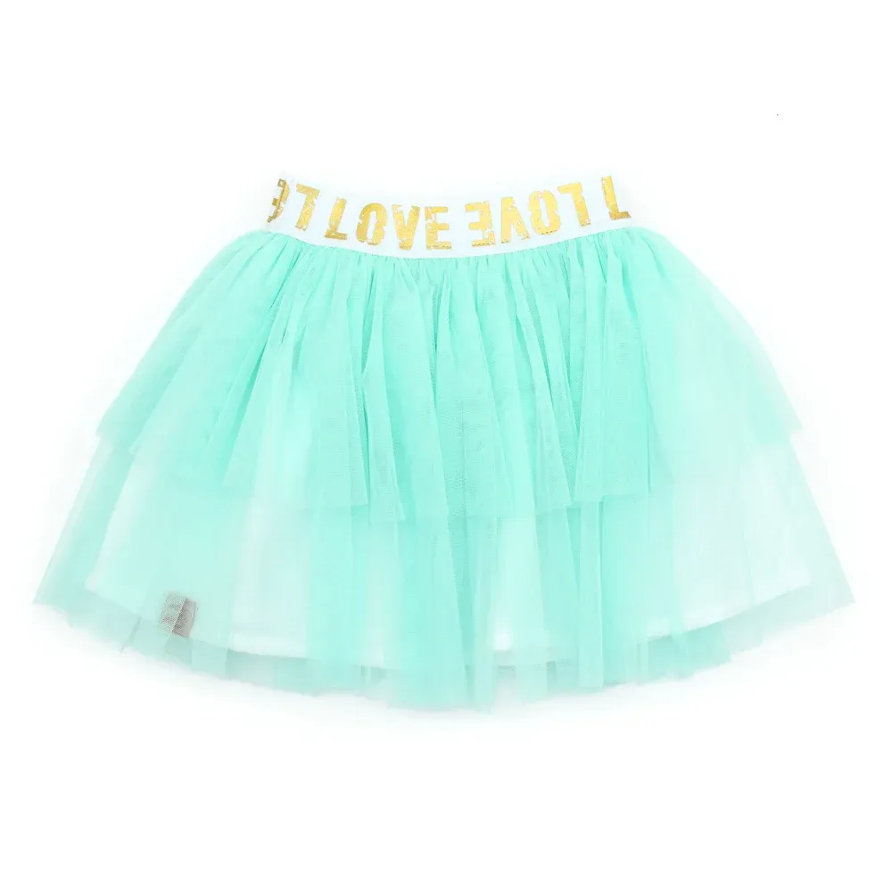 Outfit Mädchen | Tüllrock & Shirt | Schulkind | Schulanfang 2026 | aqua | personalisiert