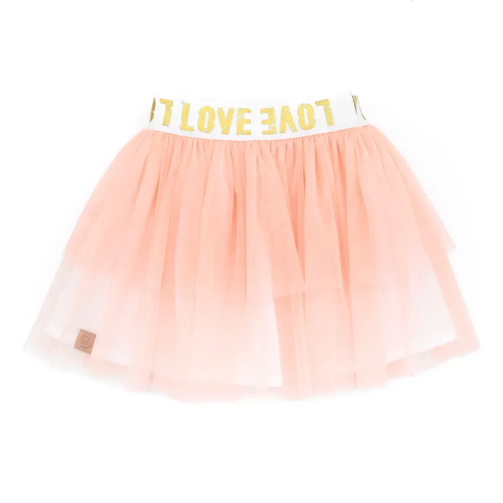 Outfit Mädchen | Tüllrock & Shirt | Schulkind | Schulanfang 2026 | apricot | personalisiert