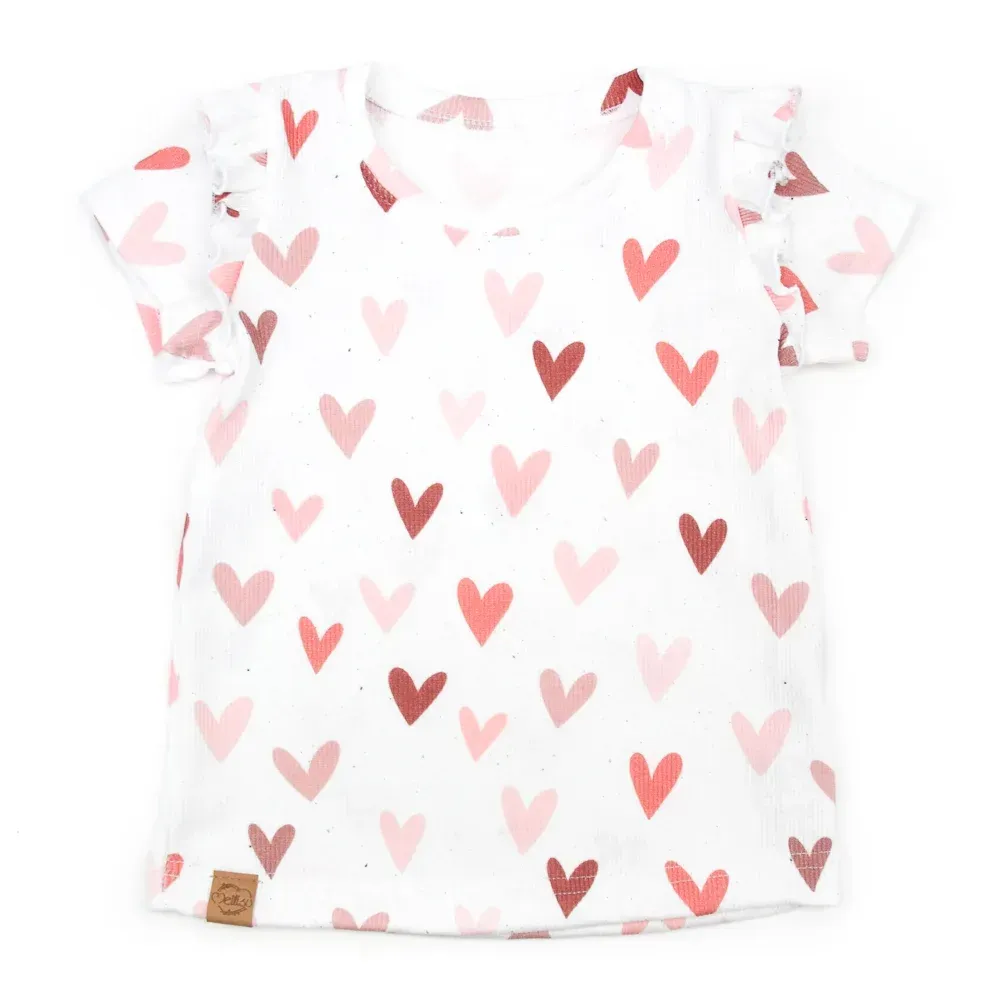 T-Shirt mit Rüschen | Rippjersey Sweet Hearts