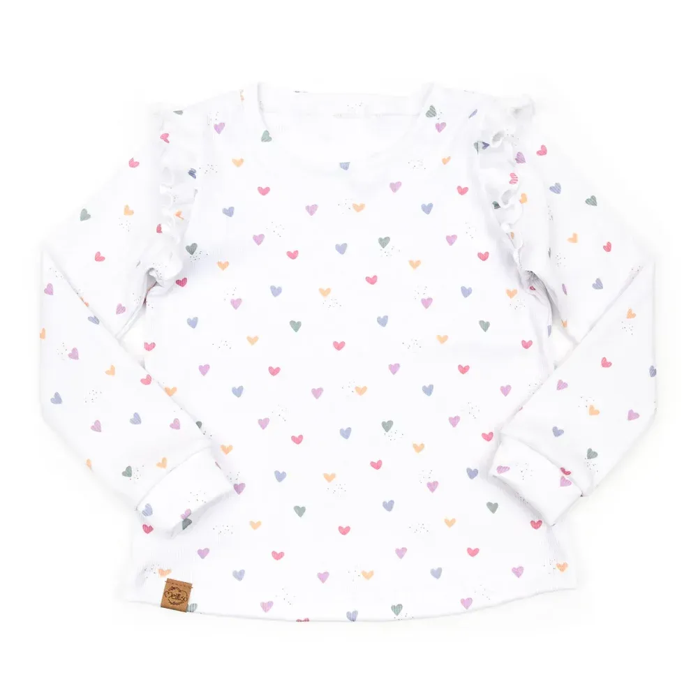 Langarmshirt mit Rüschen | Rippjersey Tiny Hearts