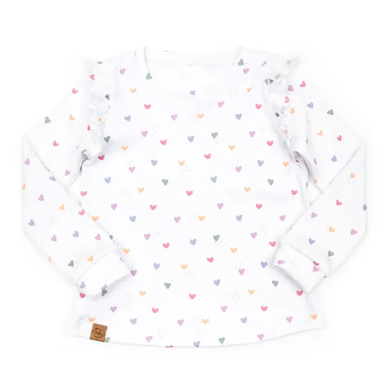 Langarmshirt mit Rüschen | Rippjersey Tiny Hearts
