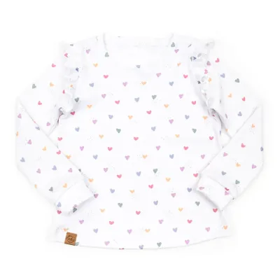 Langarmshirt mit Rüschen | Rippjersey Tiny Hearts