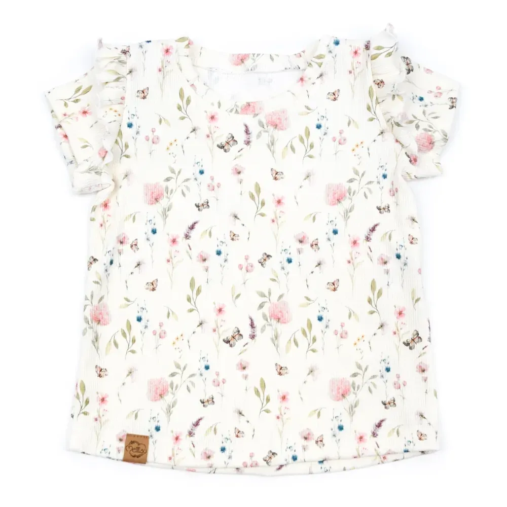 T-Shirt mit Rüschen | Rippjersey Spring Flowers
