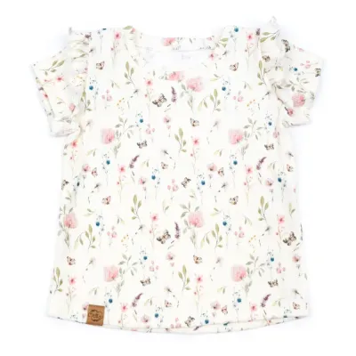 T-Shirt mit Rüschen | Rippjersey Spring Flowers