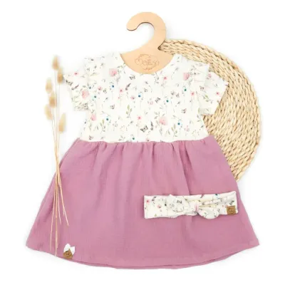 Set | Rippjersey Spring Flowers | Kleid & Haarband
