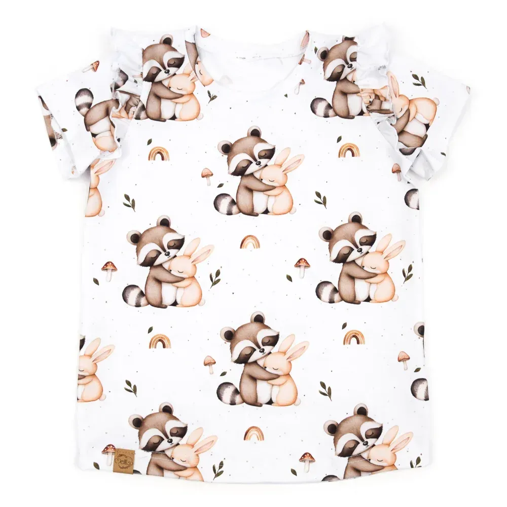 T-Shirt mit Rüschen | Waschbär & Hase