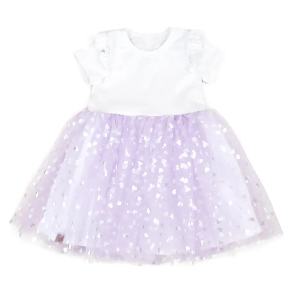Tüll Kleid | Schulanfang 2026 | Mädchen | Herzen flieder weiß Tüll Kleid | Schulanfang 2026 | Mädchen | Herzen flieder weiß