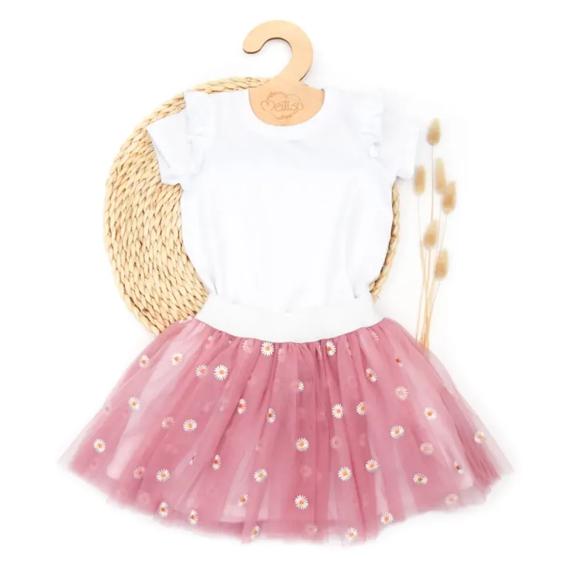 Outfit Mädchen | Einschulung 2026 | DAISY | Tüllrock & Shirt | altrosa