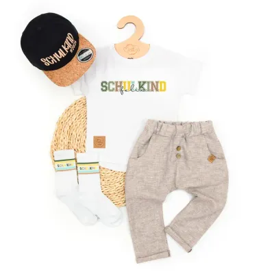 Outfit Jungs | Schulkind Schulanfang 2026 | beige - Kork | personalisierbar Outfit Jungs | Schulkind Schulanfang 2026 | beige - Kork | personalisierbar