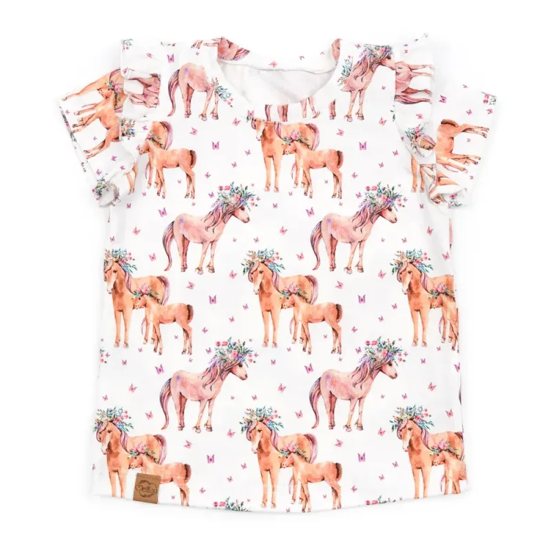 T-Shirt mit Rüschen | Pferdefamilie