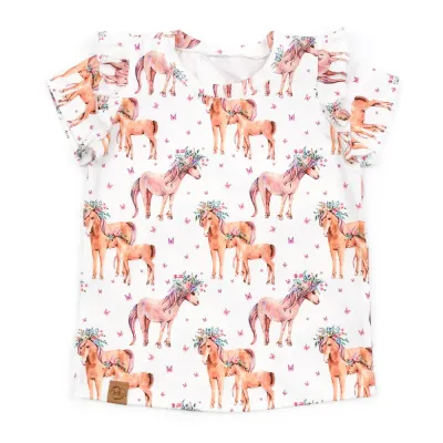 T-Shirt mit Rüschen | Pferdefamilie T-Shirt mit Rüschen | Pferdefamilie