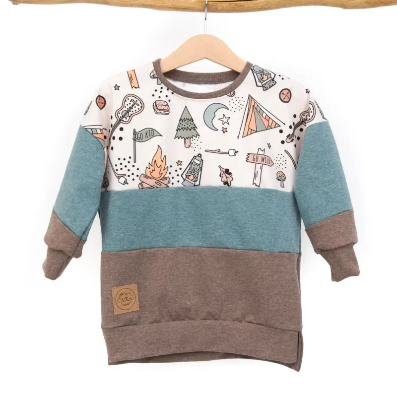 Oversized Pullover | Lagerfeuer dusty blue braun