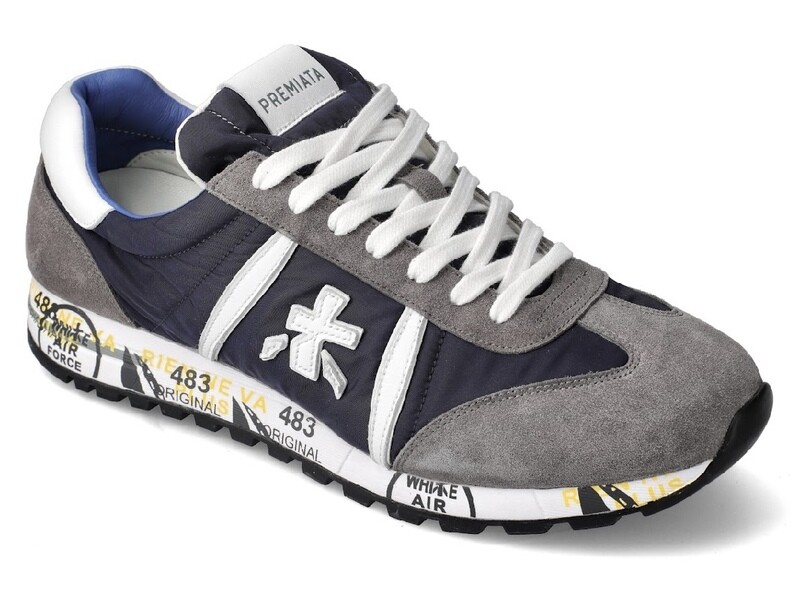 Sneaker Premiata realizzata in camoscio, nylon e logo in pelle