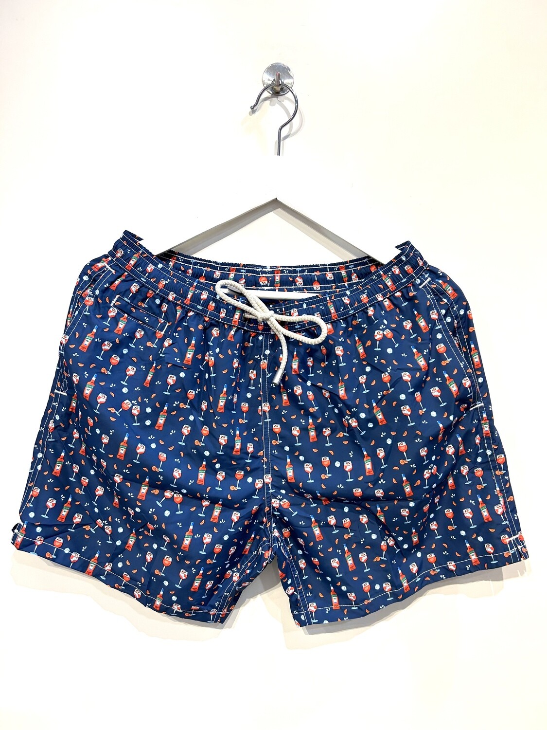 Boxer mare in nylon light stampa Cocktail. Col. Bleu Marine