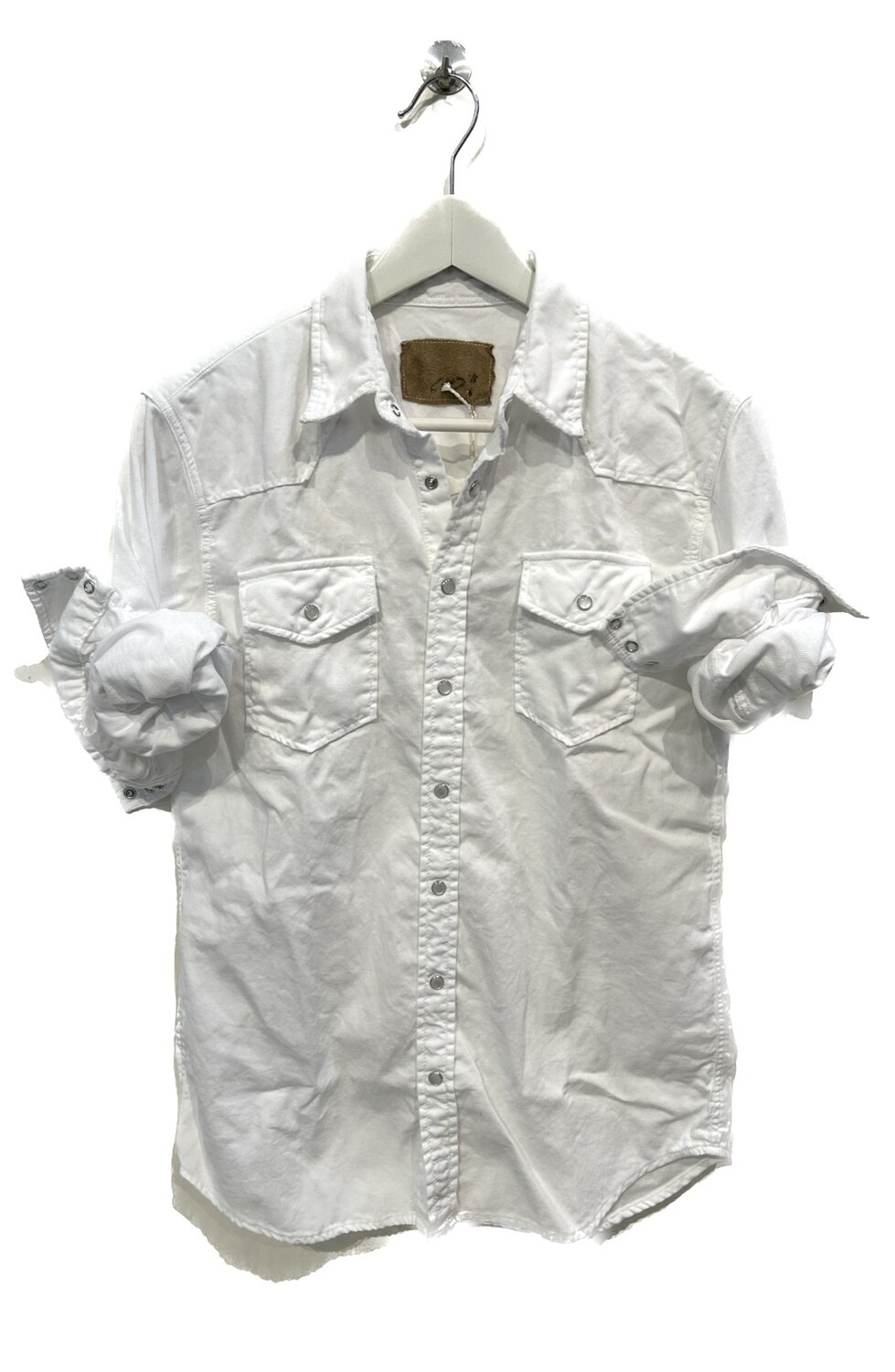 Camicia Texana in piquet di cotone operato e lavato con microrotture