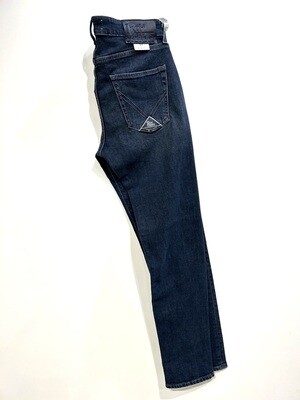 ROY ROGER’S Jeans 5 tasche in denim strech, slim fit, cuciture in tono washed. Col. Grigio / Nero