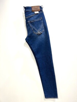 ROY ROGER’S Jeans 5 tasche in denim strech, skinny fit, cuciture in contrasto washed. Col. Azzurro Medio