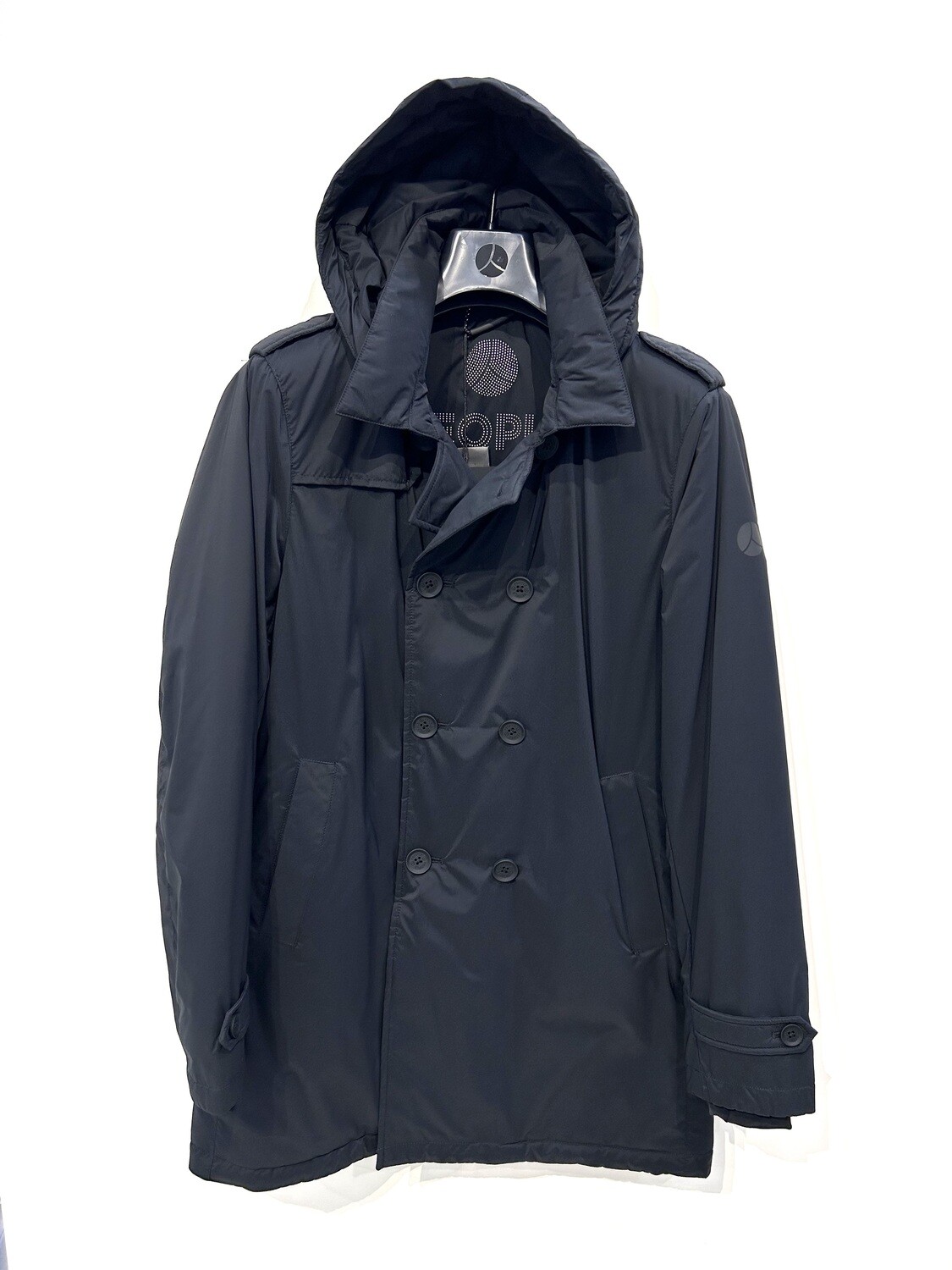 ​Trench in nylon soft ovattato opaco. Col. Nero