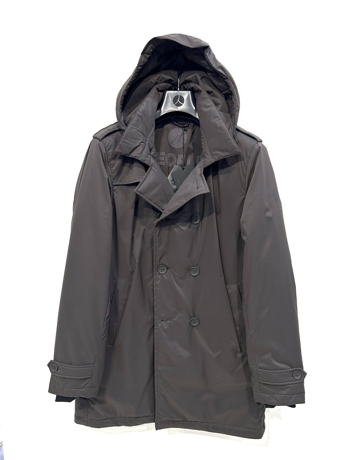 Trench in nylon soft ovattato opaco. Col. Testa Moro