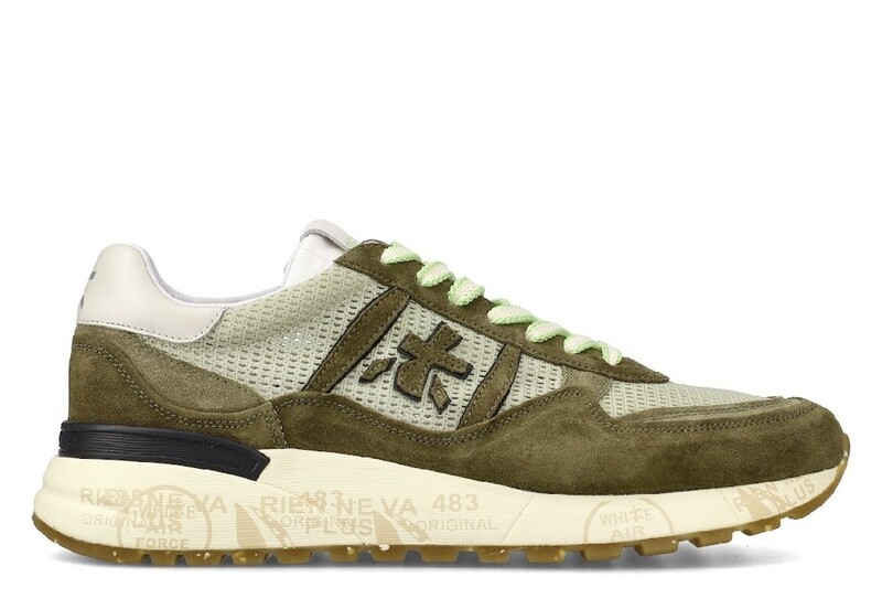 Sneaker in tessuto traforato e suede. Col. Militare