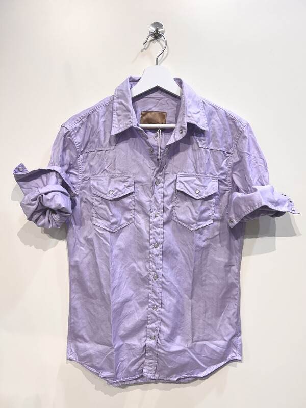 Camicia texana in cotone effetto resca. Col. Lilla