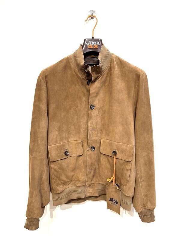 Bomber suede sfoderato super leggero. Col. Cognac