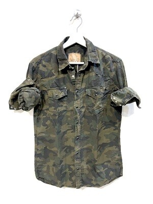 Camicia Texana camouflage in cotone vintage. Col. Militare