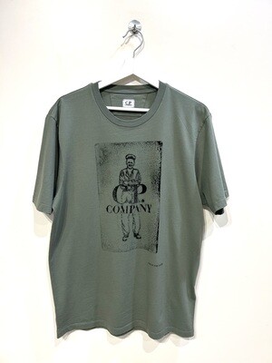 Tshirt in cotone stampa serigrafata frontale, ricamo sul retro. Col. Militare