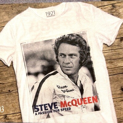 Tshirt in cotone stampa Steve Race. Col. Bianco