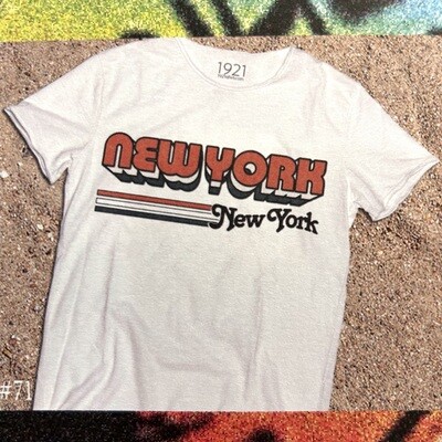 Tshirt in cotone stampa New York. Col. Bianco