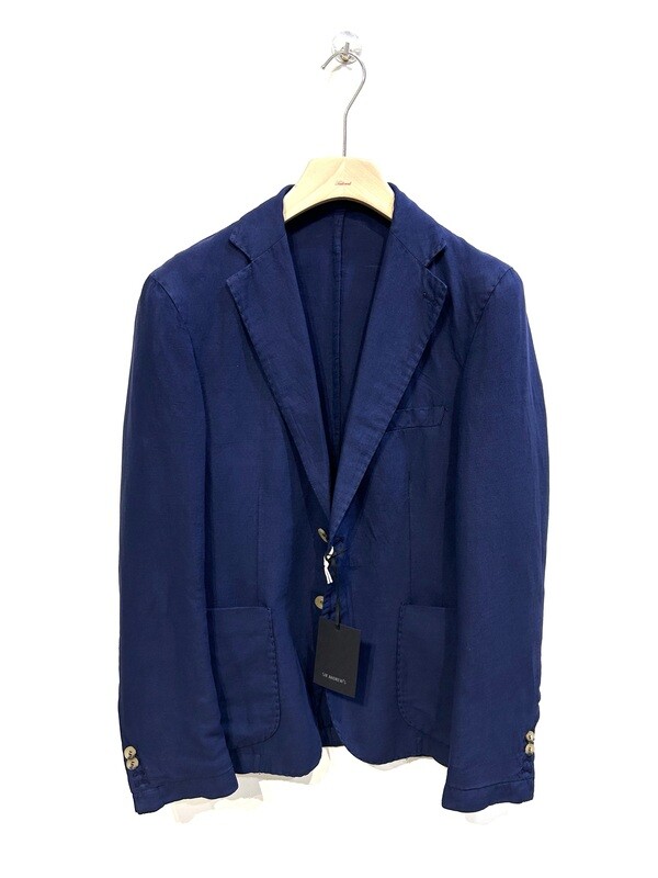 Giacca in cotone e lino decostruita. Col. Blu aperto