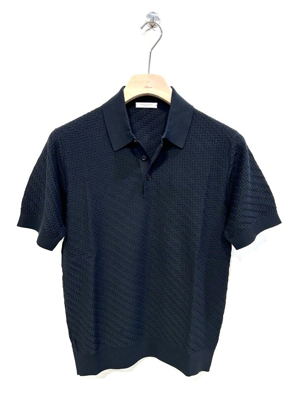 Polo in maglia calata in cotone operato. Col. Nero