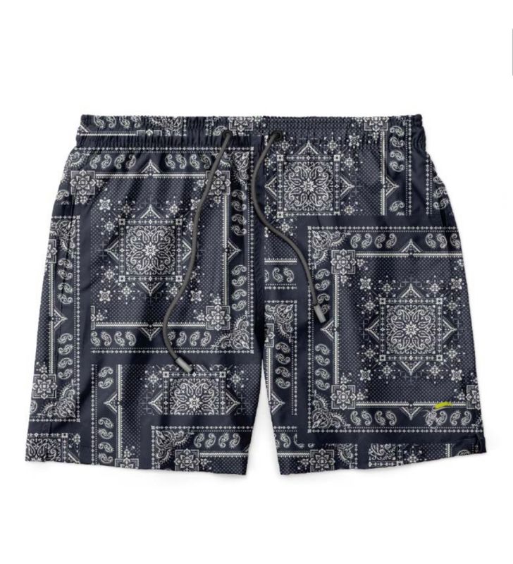Boxer da mare ultraleggero e asciugatura rapida, stampa bandana. Col. Navy blue