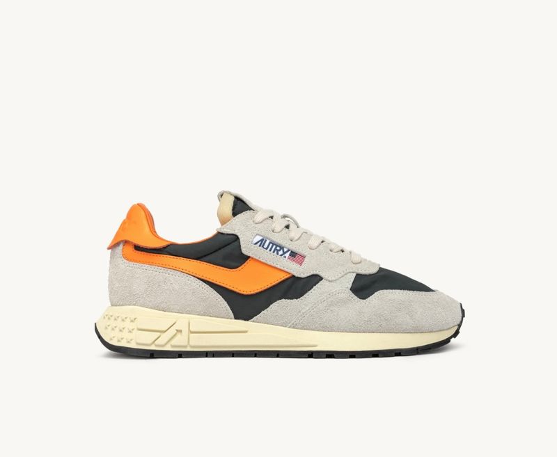 Sneaker reelwind in suede, nylon e pelle . Col. Grigio / Nero / Arancio  PRIMAVERA ESTATE 2025