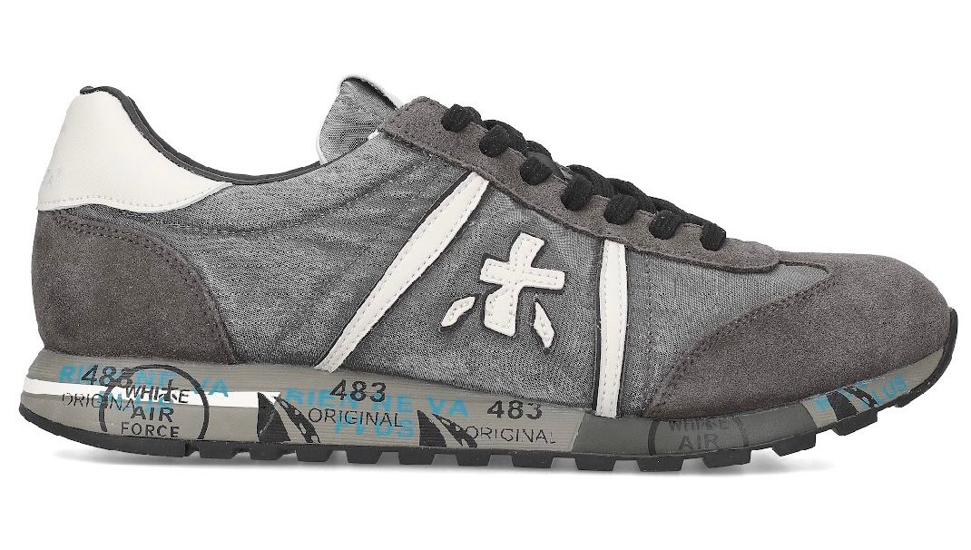 Sneaker color block in suede e nylon cerato. Col. Grigio piombo
