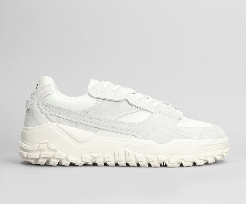 Sneaker d&#39;Archivio in pelle e suede. Col. Bianco / grigio