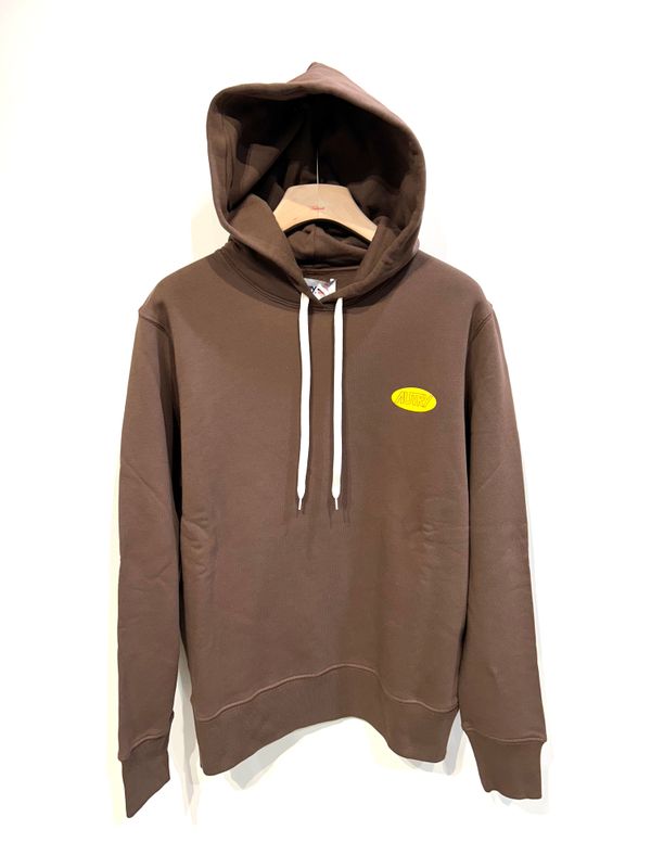 Felpa hoody full zip in cotone felpato, stampa fronte e retro. Regular fit. Col. Terra