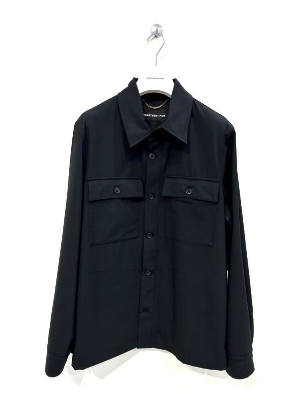 Overshirt in lana tecnica . Col. Nero